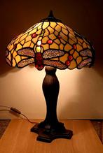 Zware Tiffany (tafel)lamp dragonfly, glas-in-lood, Ophalen, Overige materialen, 50 tot 75 cm, Zo goed als nieuw