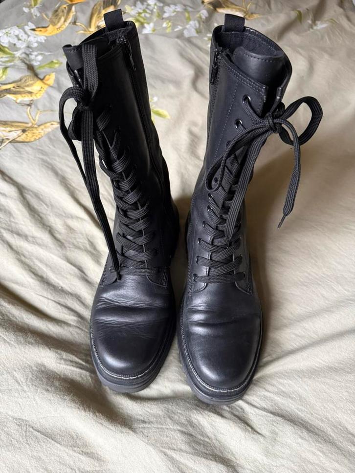 Gabor halfhoge mat zwart leren laarzen rits veter maat 39, Kleding | Dames, Schoenen, Zo goed als nieuw, Hoge laarzen, Zwart, Ophalen of Verzenden