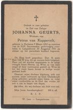 Johanna Geurts 1852 Escharen + 1931 Langenboom, 79 jr, Verzamelen, Verzenden, Bidprentje