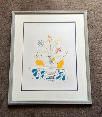 Picasso schilderij litho in blauw groene lijst beschikbaar voor biedingen