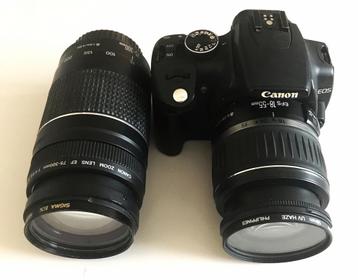  Canon EOS 350D spiegelreflex camera + Groothoek- + Telelens beschikbaar voor biedingen