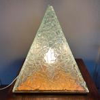 Unieke pyramide lamp van glas en hout, Ophalen of Verzenden