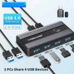 USB 3.0 switch 4 poorten inclusief kabels 2 naar 4 port hub, Nieuw, Ophalen of Verzenden, USB-hub