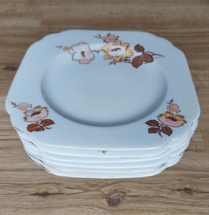 6 oude gebloemde Thun Bohemia gebaksbord borden bordjes, Antiek en Kunst, Antiek | Servies los, Ophalen of Verzenden