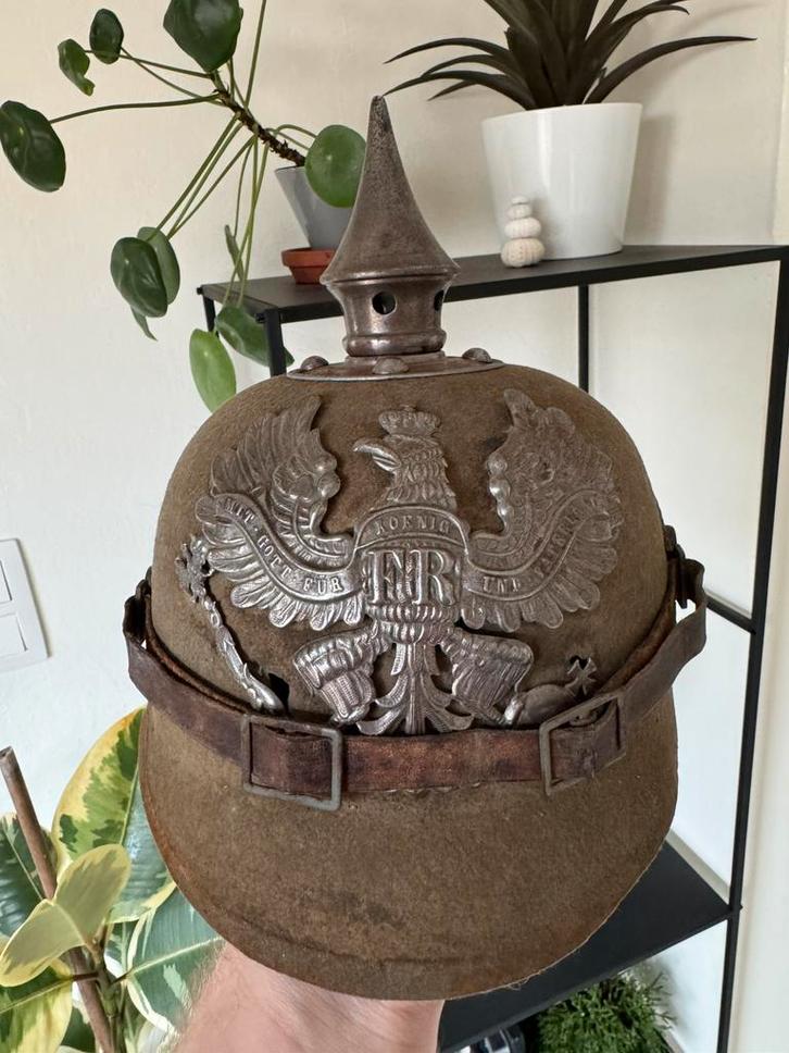 Pinhelm pickelhaube vilt ersatz pruisen duits wo1 pionier, Verzamelen, Militaria | Algemeen, Landmacht, Duitsland, Ophalen of Verzenden