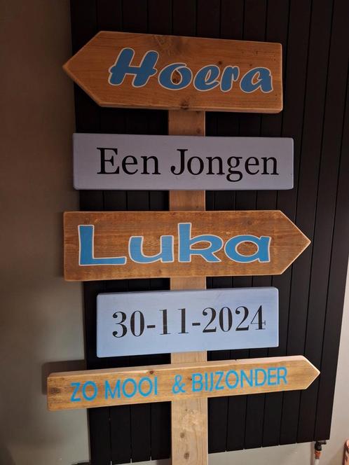 Wegwijzers geboorte bord gender reveal Babyshower baby, Kinderen en Baby's, Kraamcadeaus en Geboorteborden, Ophalen of Verzenden