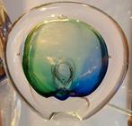 Gesigneerd met signatuur glas sculptuur object groen blauw, Ophalen of Verzenden