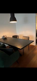 Eettafel zwart met metalen kruis poot, Huis en Inrichting, Tafels | Eettafels, Ophalen, Teakhout, 200 cm of meer, 50 tot 100 cm