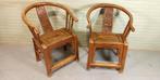 Set van 2 antieke vintage Chinese houten horseshoe stoelen, Huis en Inrichting, Stoelen, Gebruikt, Ophalen