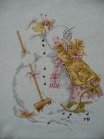 Borduurwerk "Vera de muis"(sneeuwpop), Hobby en Vrije tijd, Ophalen of Verzenden, Gebruikt, Handborduren, Onderdeel of Toebehoren