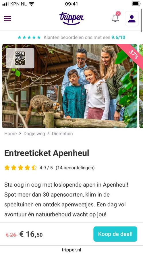 apenheul 2 Zondag ticket (1 ouder - 1 kind), Tickets en Kaartjes, Recreatie | Pretparken en Attractieparken, Twee personen