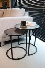 Bijzettafel Zilver Metaal | Set van 2 | hotel chique, Nieuw, Ophalen of Verzenden, X, X
