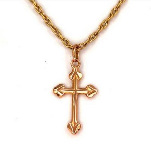 Gouden ketting met kruis hanger 18 karaats goud 750, Sieraden, Tassen en Uiterlijk, Kettingen, Zo goed als nieuw, Goud, Goud, Met hanger