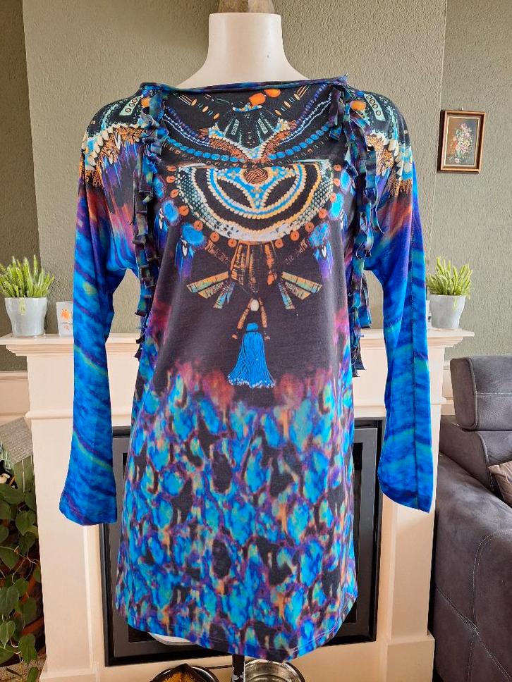 Antik Batik prachtige top S 38 M | Gratis Verzenden !, Kleding | Dames, Tops, Zo goed als nieuw, Maat 38/40 (M), Blauw, Lange mouw