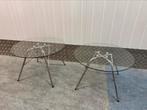 Mooie set minimalistische design glazen tafels metalen frame, Rond, ?, Zo goed als nieuw, ?