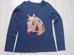 T-shirt lange mouw blauw met paardenhoofd maat 170-176, Gebruikt, C&A, Meisje, Ophalen of Verzenden