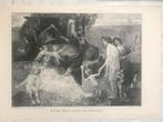 E. Veith: Saturn und die vier Jahreszeiten, 1892, 32x23cm., Antiek en Kunst, Kunst | Etsen en Gravures, Ophalen of Verzenden