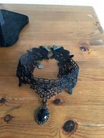 Aparte gothic ketting met zwart kant, Ophalen of Verzenden, Zo goed als nieuw, Zwart