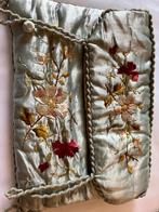 Oud Frans lingerie mapje, silk met bloemen, pasteltinten, Antiek en Kunst, Ophalen of Verzenden
