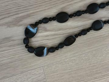 Ketting Onyx zwarte natuurlijke steen beschikbaar voor biedingen