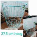 Draadmand blauw ijzer 37,5 cm hoog - blauwe draad mand rond, Overige materialen, Mand, Rond, Ophalen of Verzenden