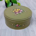 prachtige rond blik met bloemen, handbeschilderd, Verzamelen, Blikken, Ophalen of Verzenden, Overige