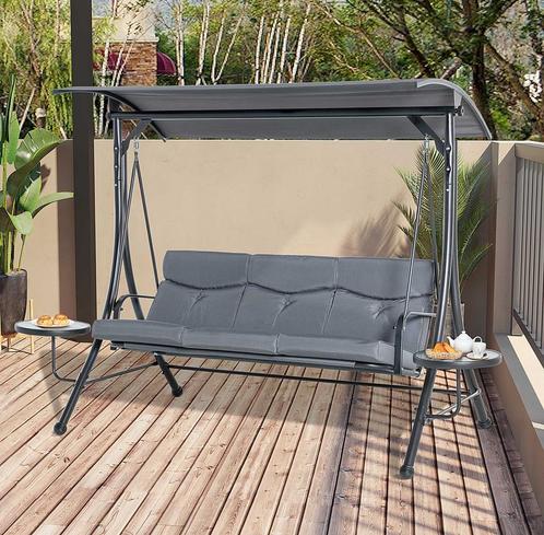 Schommelbank 3-zits met Verstelbaar Zonnedak en Theetafel, Tuin en Terras, Hangmatten, Nieuw, Ophalen of Verzenden