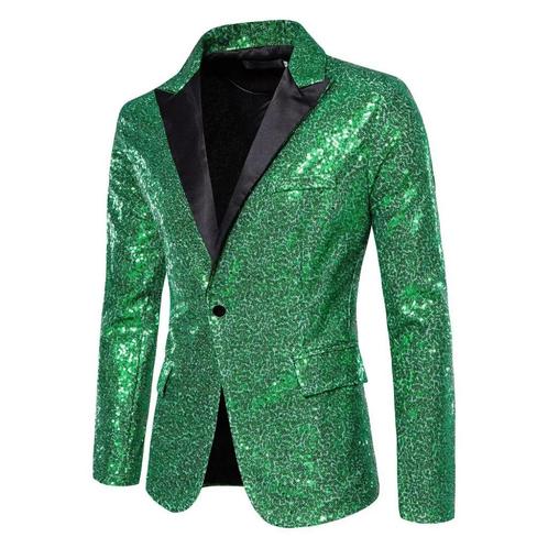 Heren groen glitter colbert / blazer paillet mannen glimmend, Kleding | Heren, Kostuums en Colberts, Nieuw, Groen, Verzenden