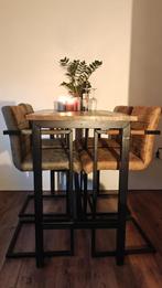 Bartafel en vier stoelen, Huis en Inrichting, Tafels | Statafels, Ophalen, Zo goed als nieuw