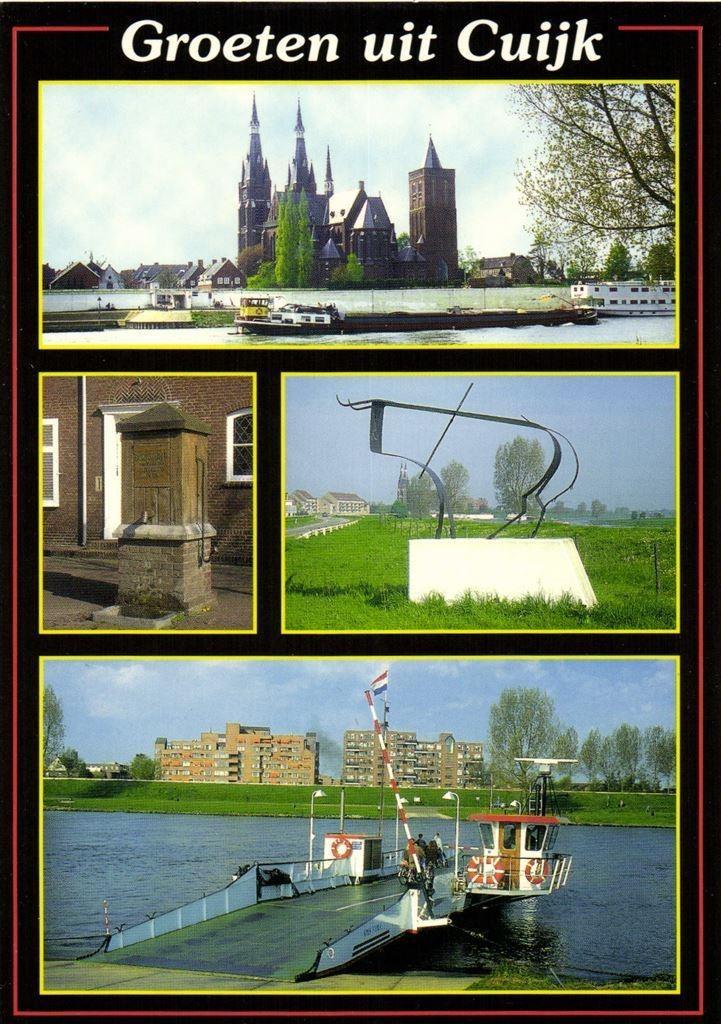 Groeten uit Cuijk - 4 afb o.a. pont gezicht op - ongelopen, Verzamelen, Ansichtkaarten | Nederland, Ongelopen, Noord-Brabant, Voor 1920