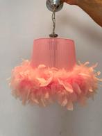 Rose hanglamp met veren, Huis en Inrichting, Lampen | Hanglampen, Ophalen of Verzenden, Zo goed als nieuw, Stof, Minder dan 50 cm