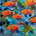 Schilderij vissen, Antiek en Kunst, Kunst | Schilderijen | Modern, Ophalen of Verzenden