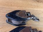 2 x Gibb klapblok met tufnol rol 45 mm, Ophalen of Verzenden, Gebruikt, Lijn of Blok