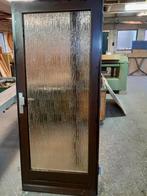 Hardhouten deur, Doe-het-zelf en Verbouw, Deuren en Horren, 80 tot 100 cm, Gebruikt, Glas, Buitendeur