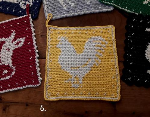 1x pannenlap haan (boer, boerderij, boerenbont-kleuren, dier, Huis en Inrichting, Keuken | Textiel, Nieuw, Overige typen, Geel