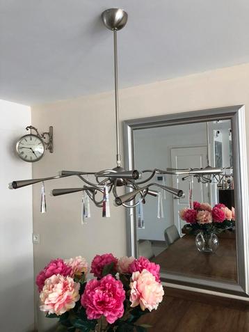 Hanglamp en vloerlamp mat rvs met glazen pegels beschikbaar voor biedingen