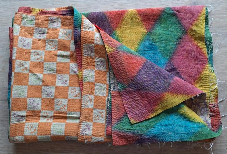 Vintage sari quilt, plaid, kantha | Sissel, byBar, Huis en Inrichting, Woonaccessoires | Kussens, Nieuw, Vierkant, Ophalen of Verzenden