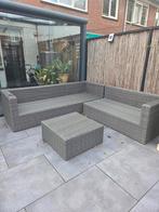 Tuinset hoekbank/fauteuil/hocker evt als tafel te gebruiken, Tuin en Terras, Ophalen, Gebruikt