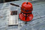 Vintage oranje Fonduepan, Gebruikt, Brander, Ophalen of Verzenden, Nvt