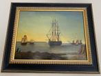 Zeegezicht op houten paneel, Antiek en Kunst, Kunst | Schilderijen | Klassiek, Ophalen