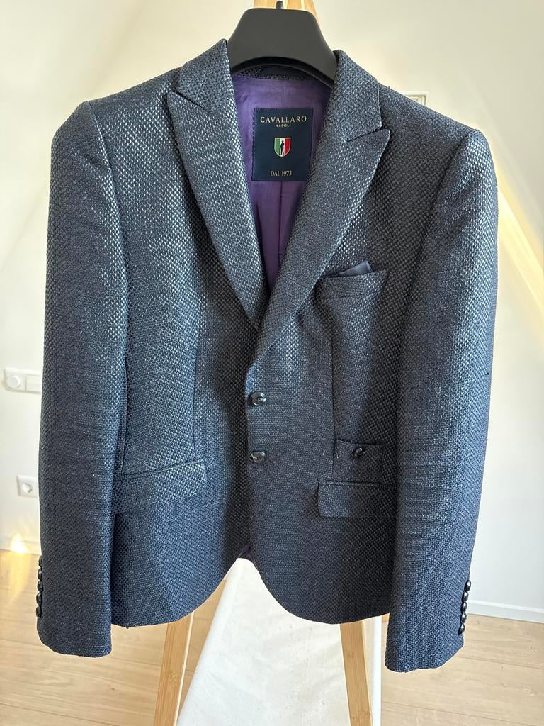Cavallaro blazer, blauw, maat 42, glimmende stof, Ophalen of Verzenden, Zo goed als nieuw, Blauw