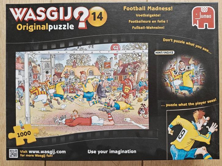 Wasgij Original 14 Football Madness 1000 stukjes, Hobby en Vrije tijd, Denksport en Puzzels, Zo goed als nieuw, Legpuzzel, 500 t/m 1500 stukjes