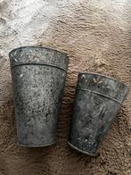 Zinken bloempotten set, Rond, Zo goed als nieuw, Tuin, Ophalen of Verzenden