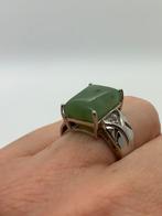 V300 Prachtige zilveren ring groene steen maat 17,5, Sieraden, Tassen en Uiterlijk, Ringen, Ophalen of Verzenden, X, Met edelsteen