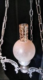 Kroonluchter met glazen kapje, Huis en Inrichting, Lampen | Kroonluchters, Ophalen of Verzenden, Gebruikt, Glas, Antiek