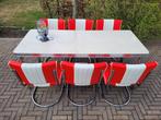 Amerikaanse Bel Air diner tafel + 6 stoelen fifties sixties, Ophalen, Zo goed als nieuw, Vijf, Zes of meer stoelen, Amerikaanse fifties sixties retro