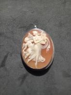 Zilveren Camee Broche/Hanger met Harpiste, Sieraden, Tassen en Uiterlijk, Broches, Ophalen of Verzenden