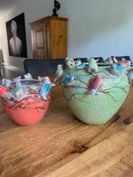 Des Pots vogel vaasjes, Aardewerk of Porselein, Ophalen of Verzenden, Zo goed als nieuw, Minder dan 50 cm