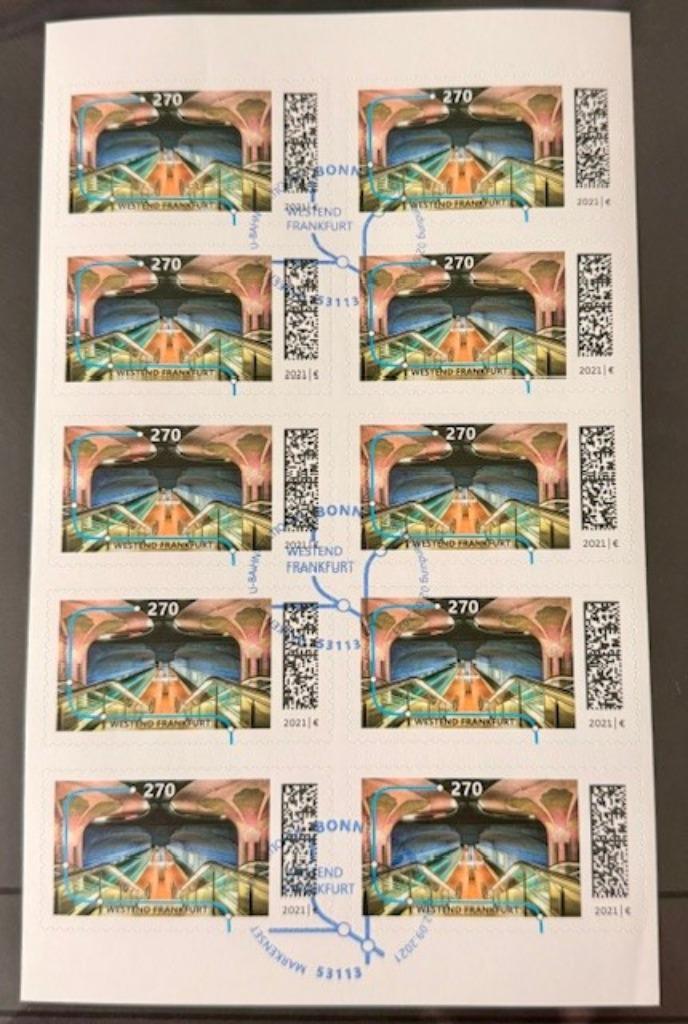 Bund 3628 stickervel gestempeld 2021, Postzegels en Munten, Postzegels | Europa | Duitsland, Gestempeld, BRD, Ophalen of Verzenden