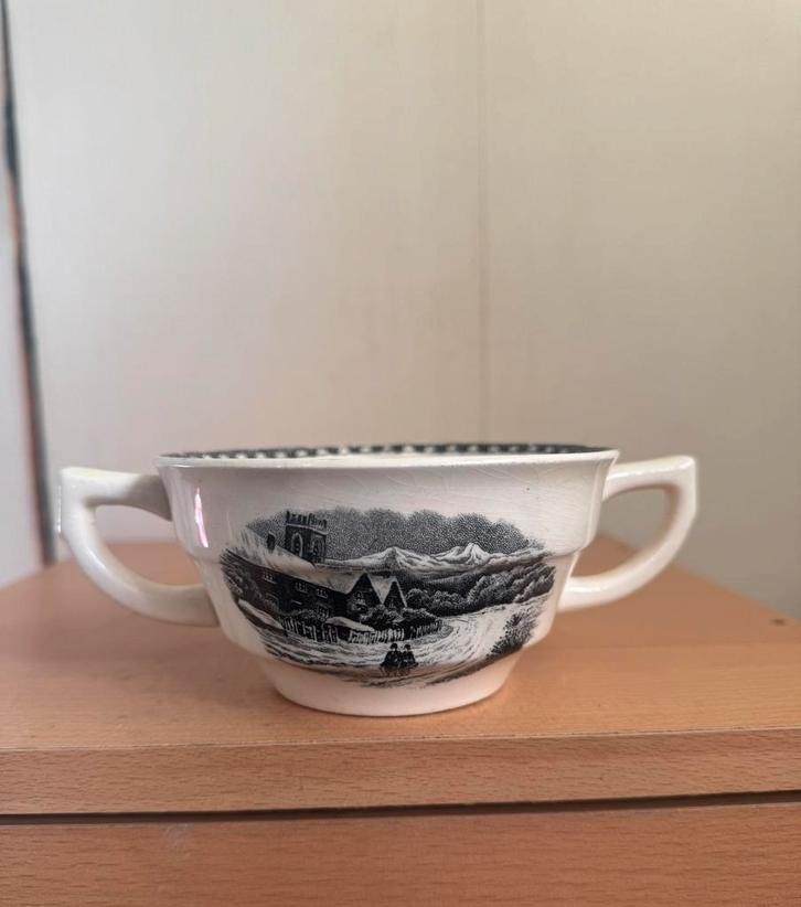 Antiek Societe Ceramique soepkop - Landschap Motief Holland, Antiek en Kunst, Antiek | Servies los, Ophalen of Verzenden